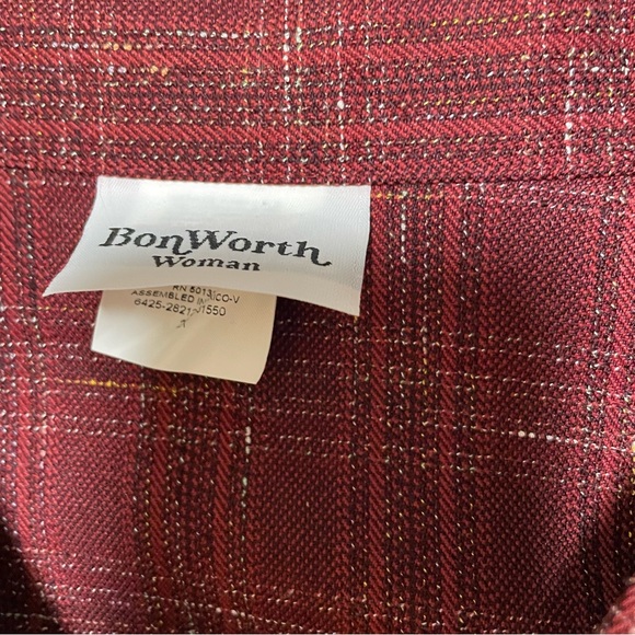 Bon Worth Jacket Woman Zip Up Red Plaid Great Looking for Anytime of Year 2X - Picture 5 of 5